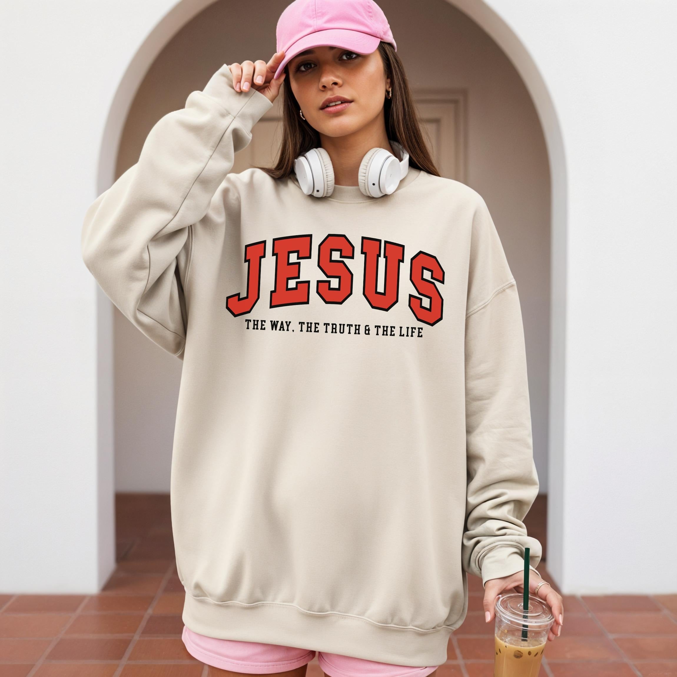 Jesus The Way The Truth The Life Sweatshirt, Christian Bible Verse Pullover, Faith Based Religious Crewneck